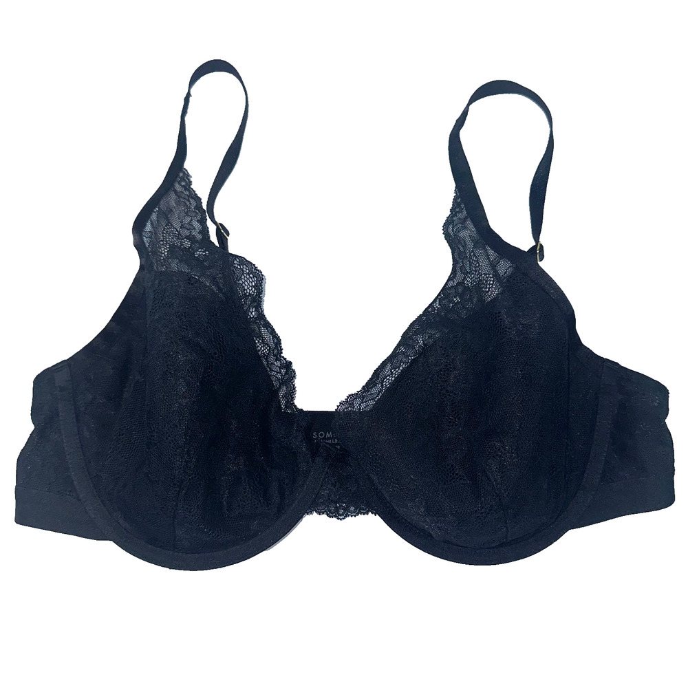 Soma Bra 38C Black Lightest Lift Lace Plunge Underwire Convertible